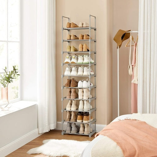 Songmics 10-Tier Metal Shoe Rack Customizable Design - Grey Cabinet Fast shipping On sale