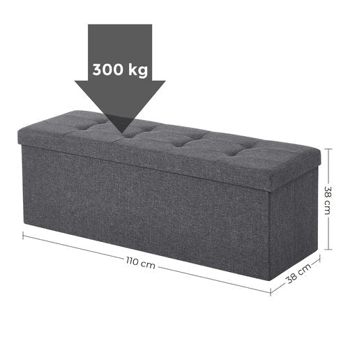 Songmics Folding Storage Ottoman Bench Foot Rest Stool 110cm - Dark Gray Fast shipping On sale