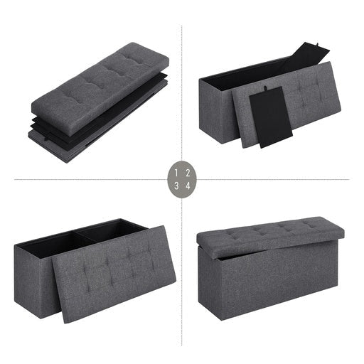 Songmics Folding Storage Ottoman Bench Foot Rest Stool 110cm - Dark Gray Fast shipping On sale