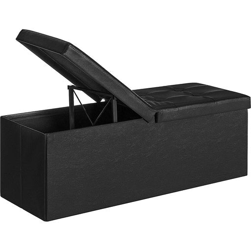 Songmics Folding Storage Ottoman Bench with Flipping Lid Footrest 110cm - Black Fast shipping On sale