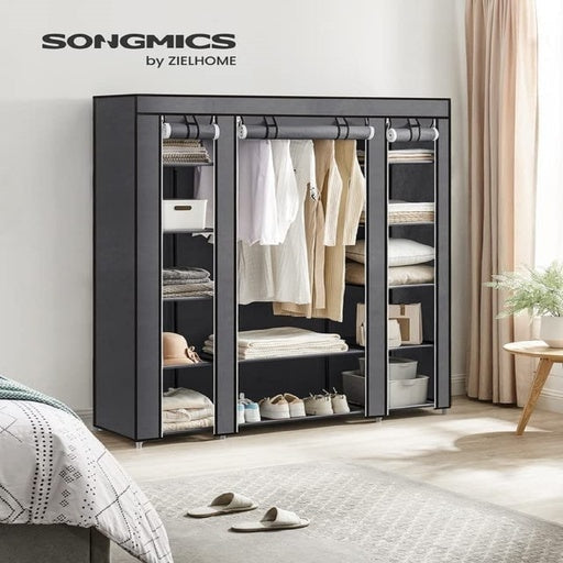 Songmics Portable Closet Organizer Wardrobe with Shelves and Cover 150cm - Gray Fast shipping On sale