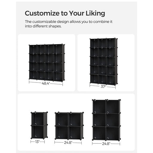 Songmics 16 Cube Storage Organizer with Rubber Mallet - Black Bookcase Fast shipping On sale