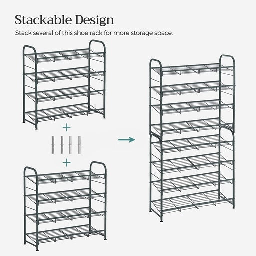 Songmics 4-Tier Shoe Rack Storage 16 Pairs Organizer - Gray Cabinet Fast shipping On sale