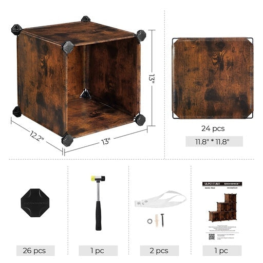 Songmics 6 Cube Storage Organizer and with Rubber Mallet - Brown Bookcase Fast shipping On sale