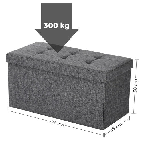 Songmics Folding Storage Ottoman Bench Foot Rest Stool 76cm - Dark Gray Fast shipping On sale