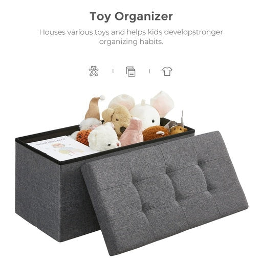 Songmics Folding Storage Ottoman Bench Foot Rest Stool 76cm - Dark Gray Fast shipping On sale