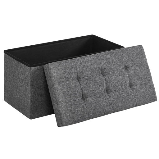 Songmics Folding Storage Ottoman Bench Foot Rest Stool 76cm - Dark Gray Fast shipping On sale