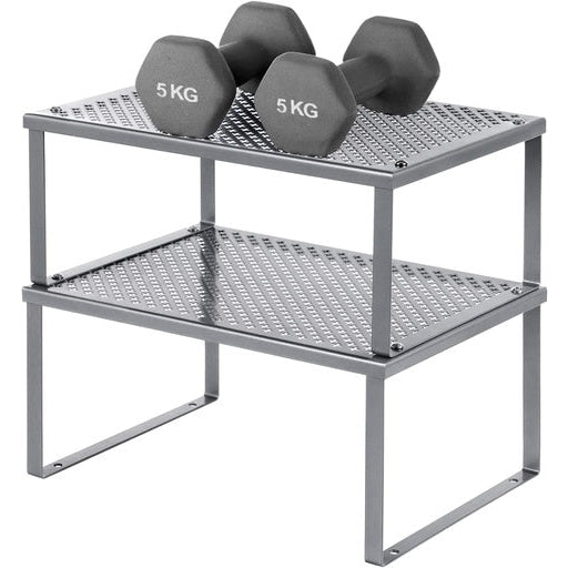 Songmics Set of 2 Cabinet Shelf Organizers Metal Kitchen Counter Shelves - Silver Bookcase Fast shipping On sale