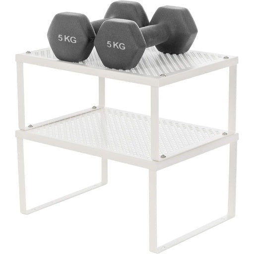 Songmics Set of 4 Cabinet Shelf Organizers Metal Kitchen Counter Shelves - White Bookcase Fast shipping On sale