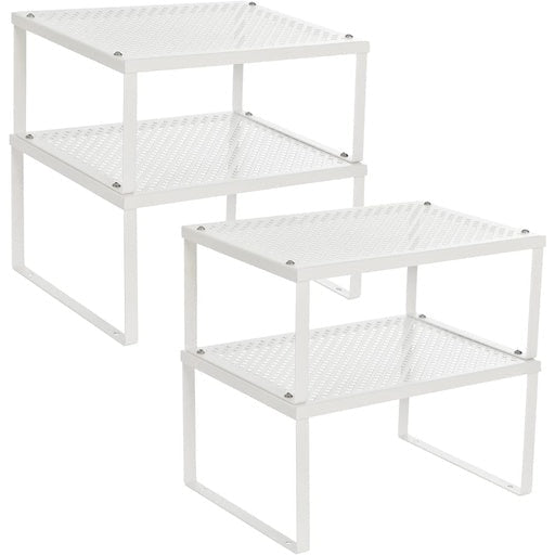 Songmics Set of 4 Cabinet Shelf Organizers Metal Kitchen Counter Shelves - White Bookcase Fast shipping On sale