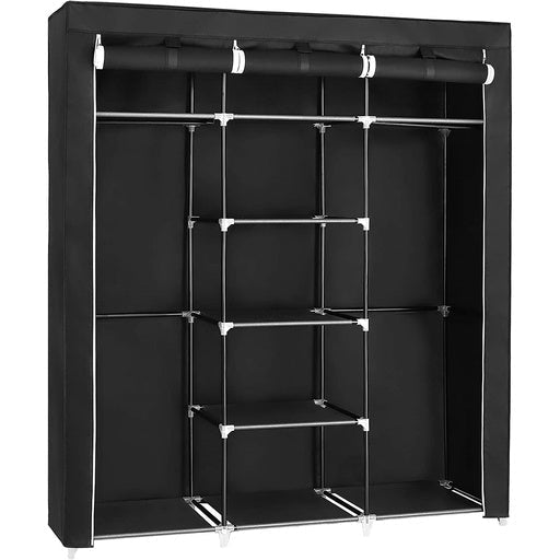 Songmics Folding Wardrobe Fabric Cabinet with 2 Clothes Rails - Black Bookcase Fast shipping On sale