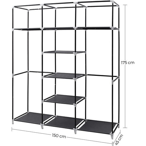 Songmics Folding Wardrobe Fabric Cabinet with 2 Clothes Rails - Black Bookcase Fast shipping On sale