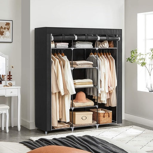 Songmics Folding Wardrobe Fabric Cabinet with 2 Clothes Rails - Black Bookcase Fast shipping On sale