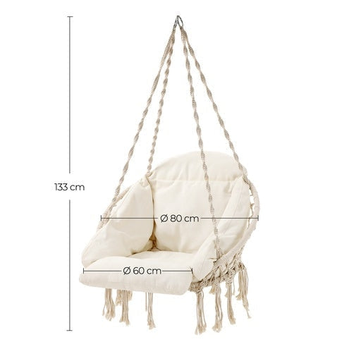 Songmics Hammock Hanging Chair with Cushion Cloud - White Outdoor Furniture Fast shipping On sale