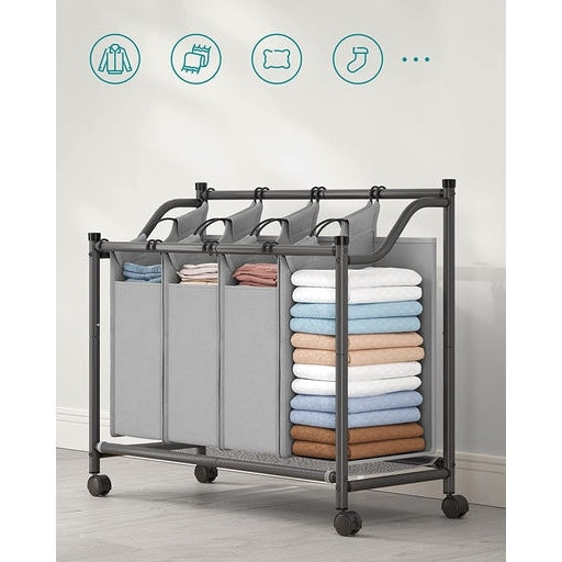 Songmics Laundry Basket with 4 Removable Bin on Wheels - Gray Bathroom Hampers Fast shipping On sale