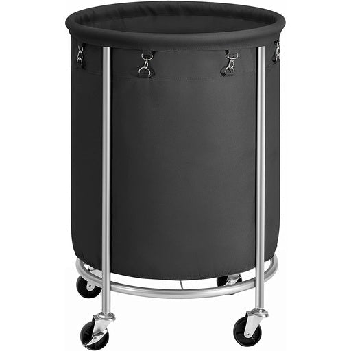 Songmics Laundry Basket with Wheels Steel Frame and Removable Bag - Black Bathroom Hampers Fast shipping On sale