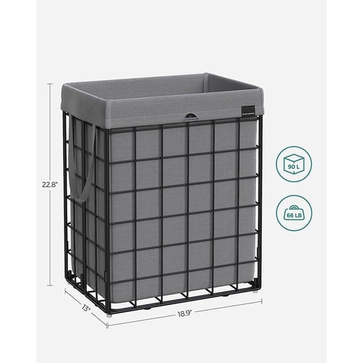 Songmics Laundry Hamper 90L Metal Wire Frame - Black and Gray Bathroom Hampers Fast shipping On sale