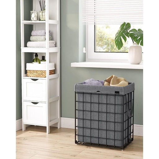 Songmics Laundry Hamper 90L Metal Wire Frame - Black and Gray Bathroom Hampers Fast shipping On sale