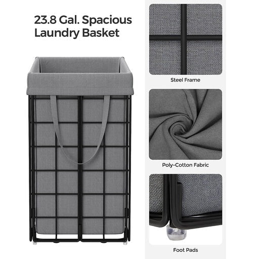 Songmics Laundry Hamper 90L Metal Wire Frame - Black and Gray Bathroom Hampers Fast shipping On sale