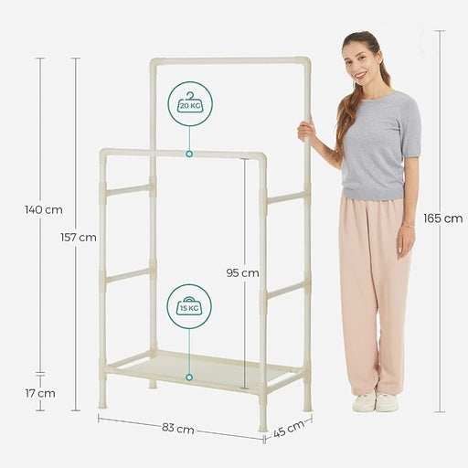 Songmics Metal Coat Rack with 2 Clothes Rails and Shelf - White Fast shipping On sale