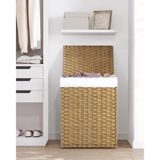 Songmics Laundry Basket Rattan Synthetic 90L - Natural Bathroom Hampers Fast shipping On sale