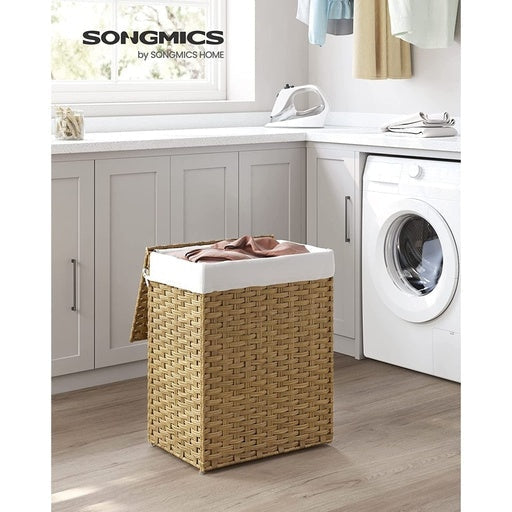 Songmics Laundry Basket Rattan Synthetic 90L - Natural Bathroom Hampers Fast shipping On sale