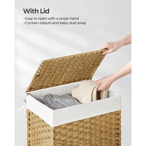 Songmics Laundry Basket Rattan Synthetic 90L - Natural Bathroom Hampers Fast shipping On sale