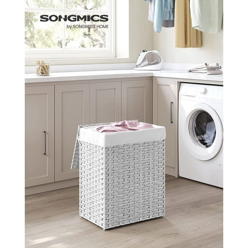 Songmics Laundry Basket Rattan Synthetic 90L - White Bathroom Hampers Fast shipping On sale