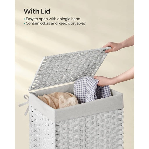 Songmics Laundry Basket Rattan Synthetic 90L - White Bathroom Hampers Fast shipping On sale