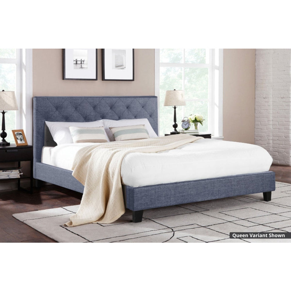 Sorrento French Provincial Fabric Bed Frame Double Size Grey / Fast shipping On sale