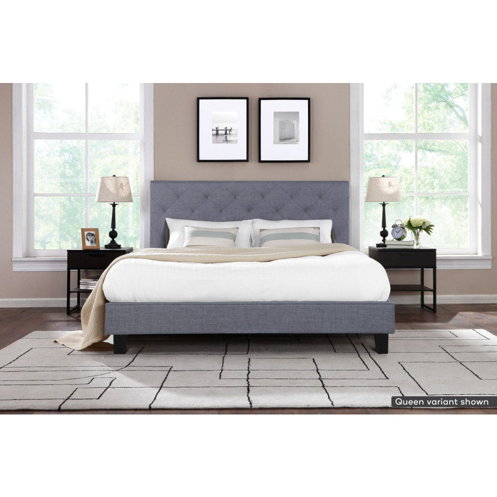 Sorrento French Provincial Fabric Bed Frame Double Size Grey / Fast shipping On sale