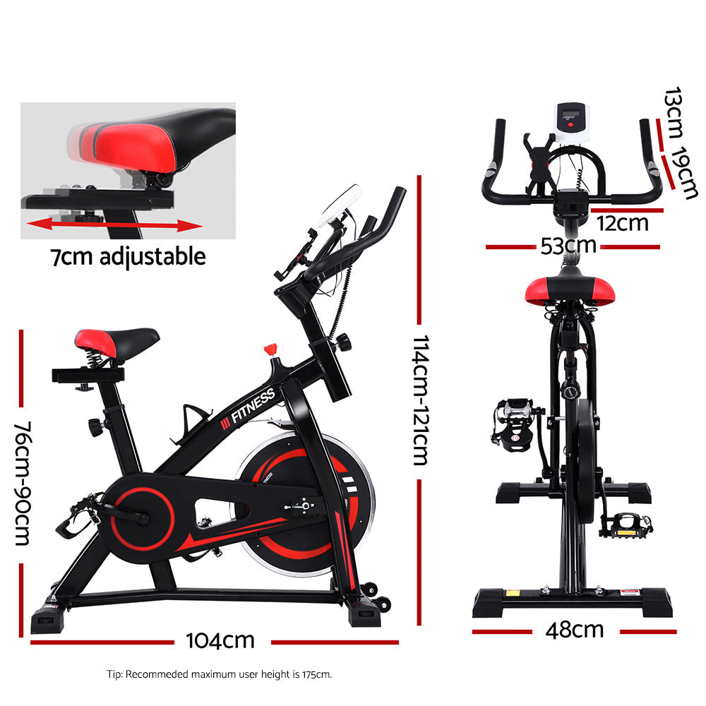 Spin Exercise Bike Flywheel Fitness Commercial Home Workout Gym Machine Bonus Phone Holder Black Sports & Fast shipping On sale