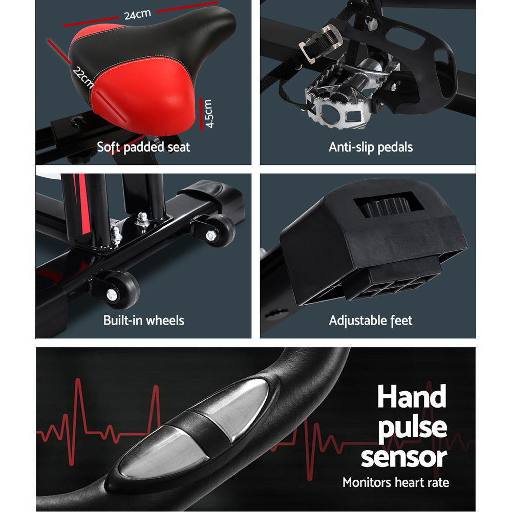 Spin Exercise Bike Flywheel Fitness Commercial Home Workout Gym Machine Bonus Phone Holder Black Sports & Fast shipping On sale