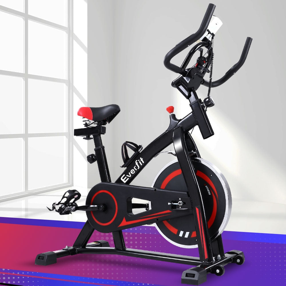 Spin Exercise Bike Flywheel Fitness Commercial Home Workout Gym Machine Bonus Phone Holder Black Sports & Fast shipping On sale