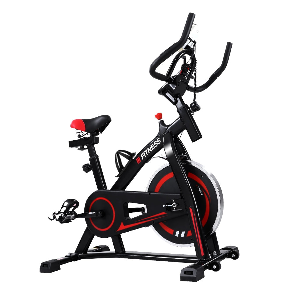 Spin Exercise Bike Flywheel Fitness Commercial Home Workout Gym Machine Bonus Phone Holder Black Sports & Fast shipping On sale