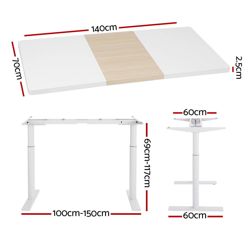 Standing Desk Motorised Electric Dual Motor 140CM White Pine Office Fast shipping On sale