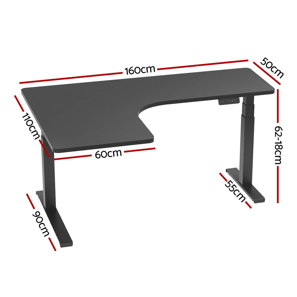 Standing Desks L-shape Motorised 160CM Black Office Desk Fast shipping On sale