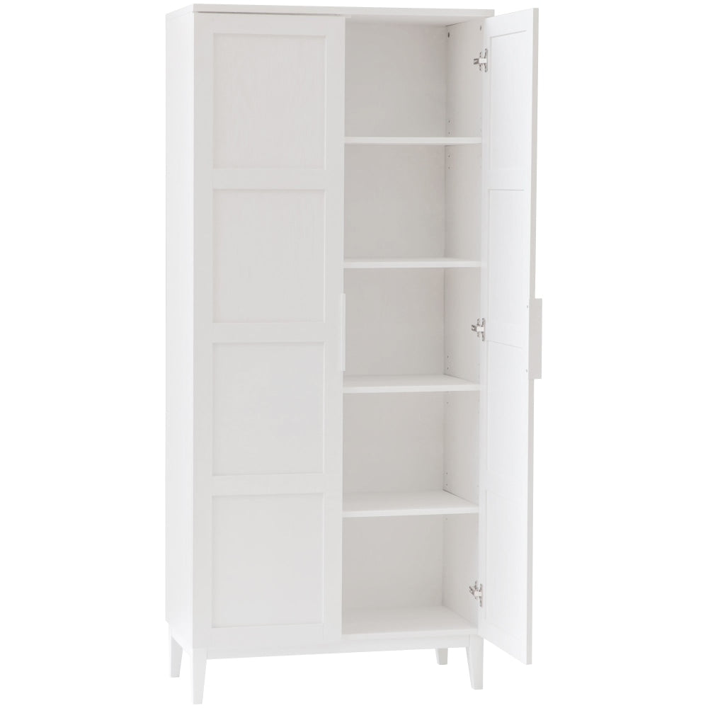 Stanley Modern Classic Multipurpose Cupboard Storage Cabinet W/ 2-Door 5-Tier - White Fast shipping On sale