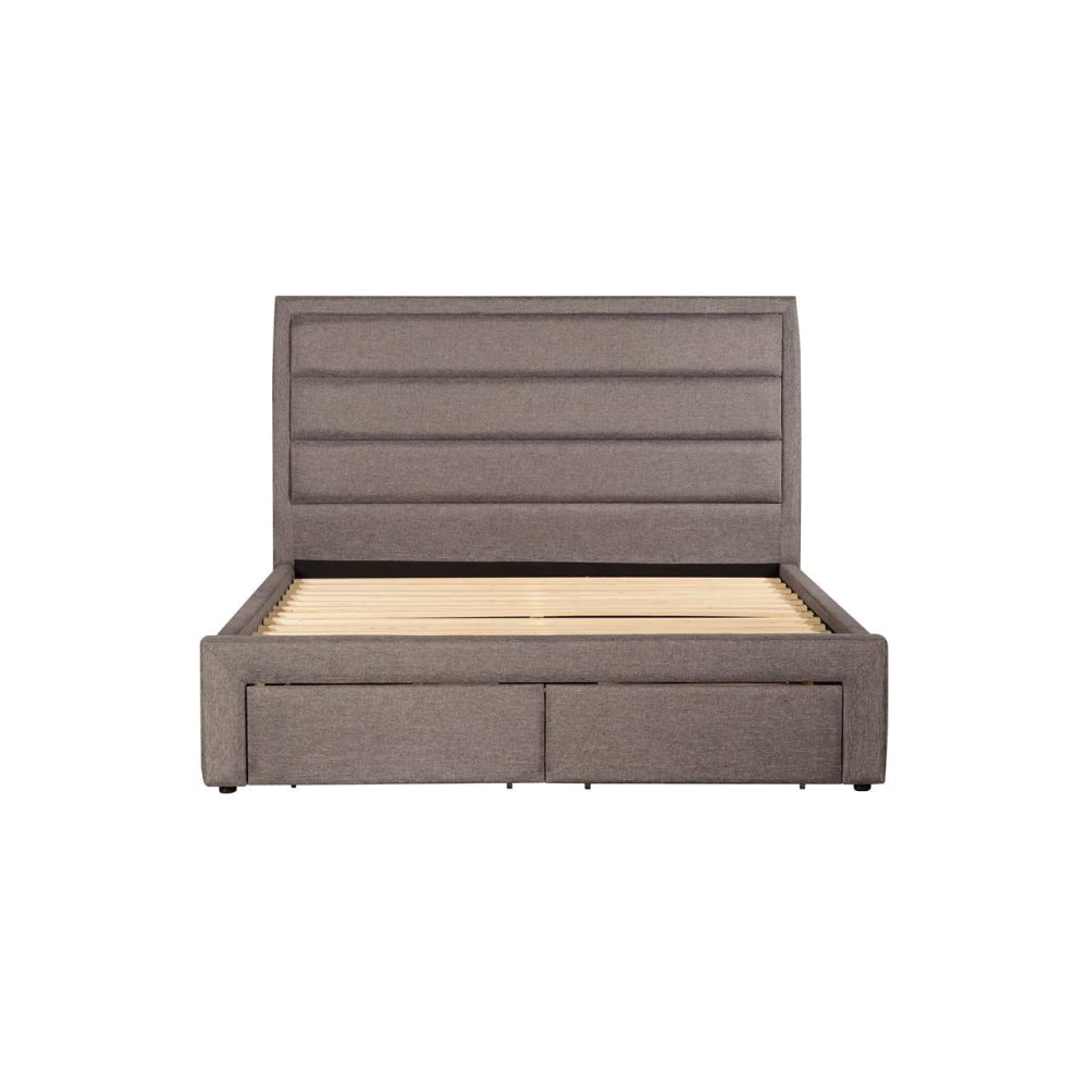 Storage Bed Frame Queen Size Upholstery Fabric in Light Grey with Base Drawers Fast shipping On sale