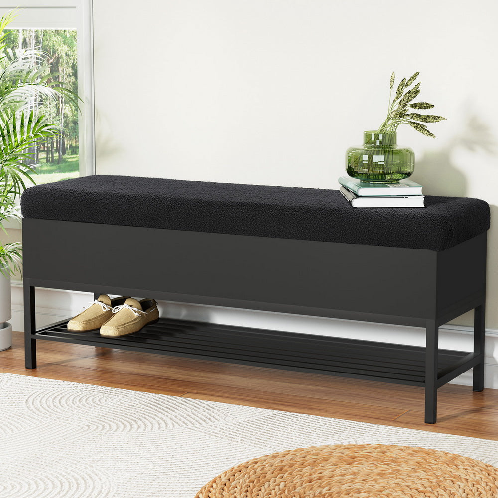 Storage Ottoman Blanket Box 110cm Boucle Shelf Fast shipping On sale