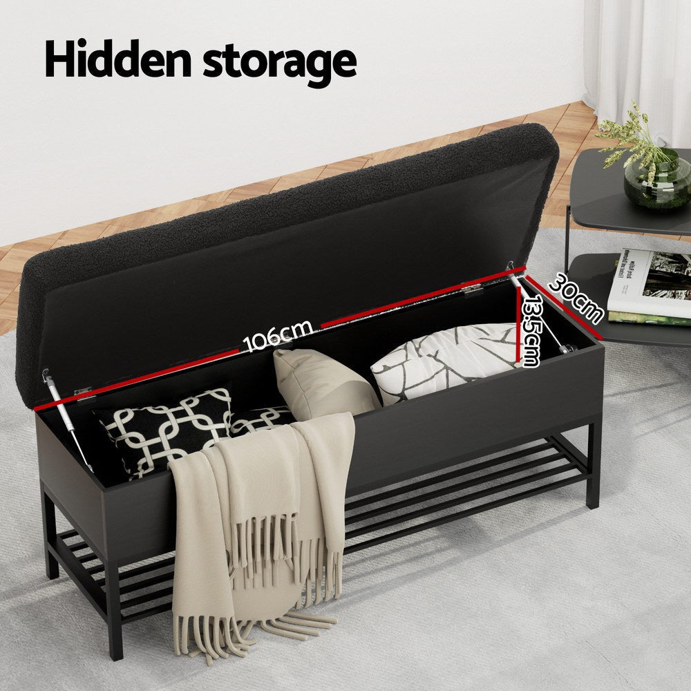 Storage Ottoman Blanket Box 110cm Boucle Shelf Fast shipping On sale