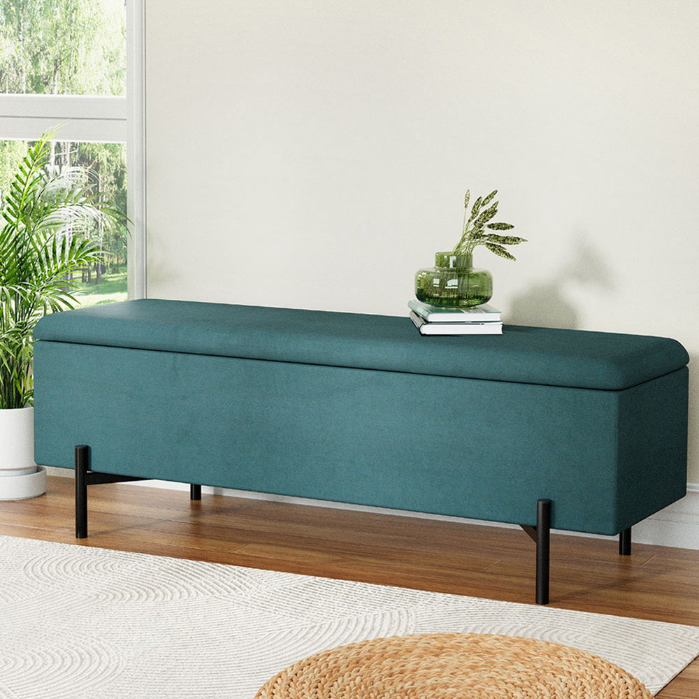 Storage Ottoman Blanket Box 140cm Velvet Green Fast shipping On sale