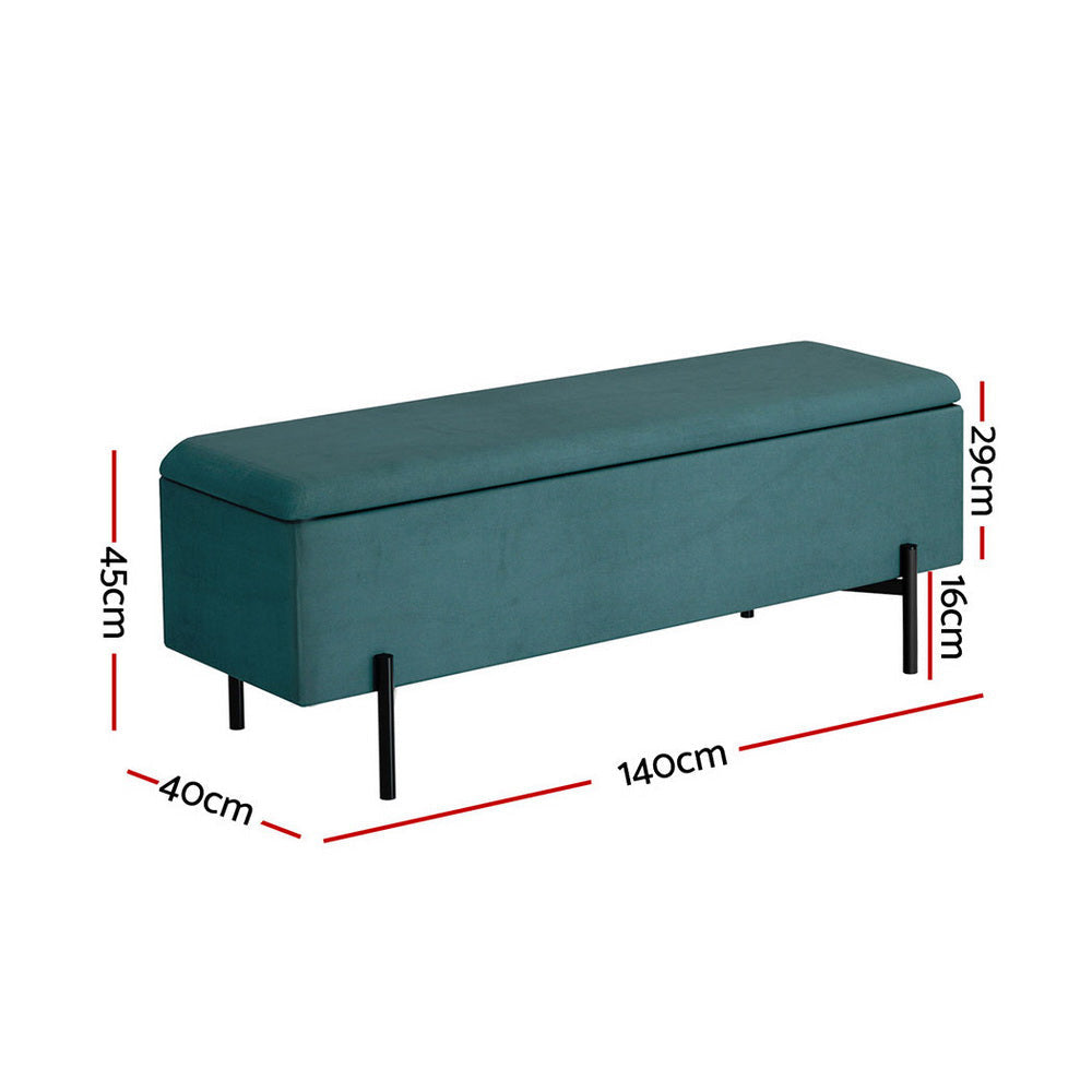 Storage Ottoman Blanket Box 140cm Velvet Green Fast shipping On sale