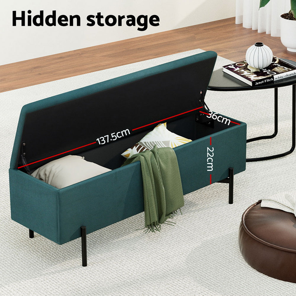 Storage Ottoman Blanket Box 140cm Velvet Green Fast shipping On sale