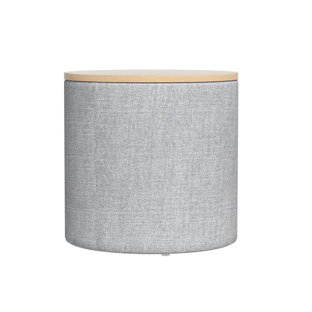 Storage Ottoman Blanket Box 40cm Linen Round Grey Fast shipping On sale