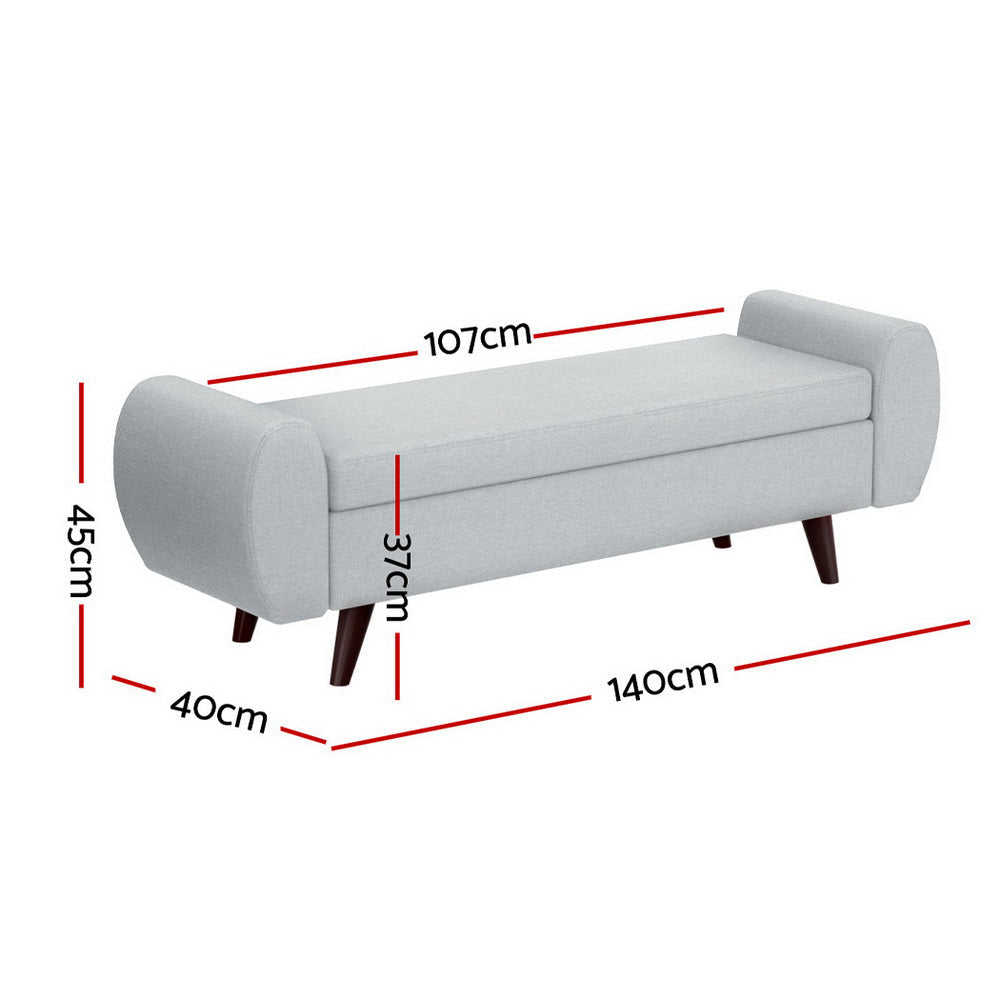 Storage Ottoman Blanket Box Armrest 140cm Grey Fast shipping On sale