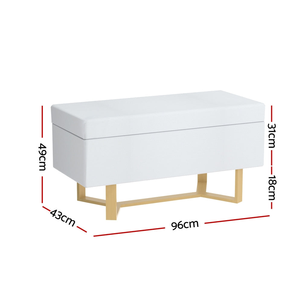 Storage Ottoman Blanket Box Criss-cross Linen White Fast shipping On sale