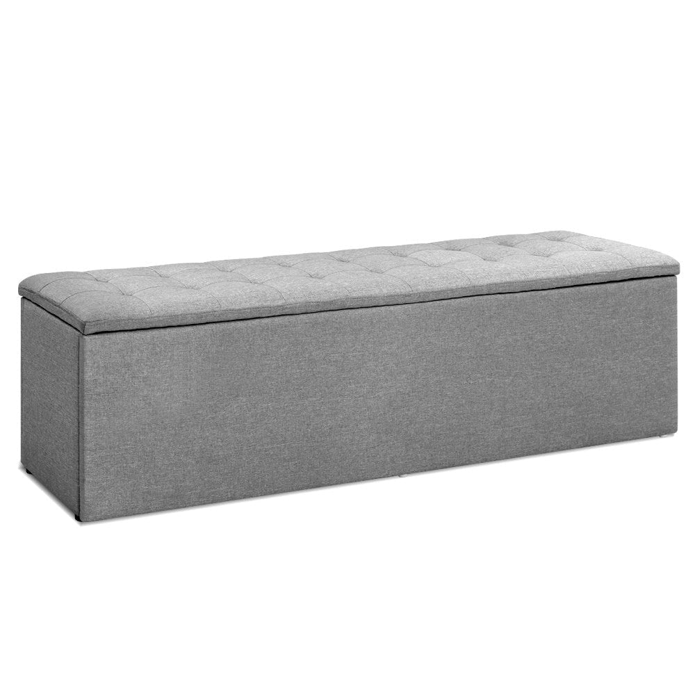 Storage Ottoman Blanket Box Grey LARGE Fabric Rest Chest Toy Foot Stool Fast shipping On sale