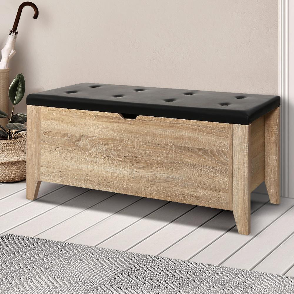 Storage Ottoman Blanket Box Leather Bench Foot Stool Chest Toy Oak Couch Fast shipping On sale