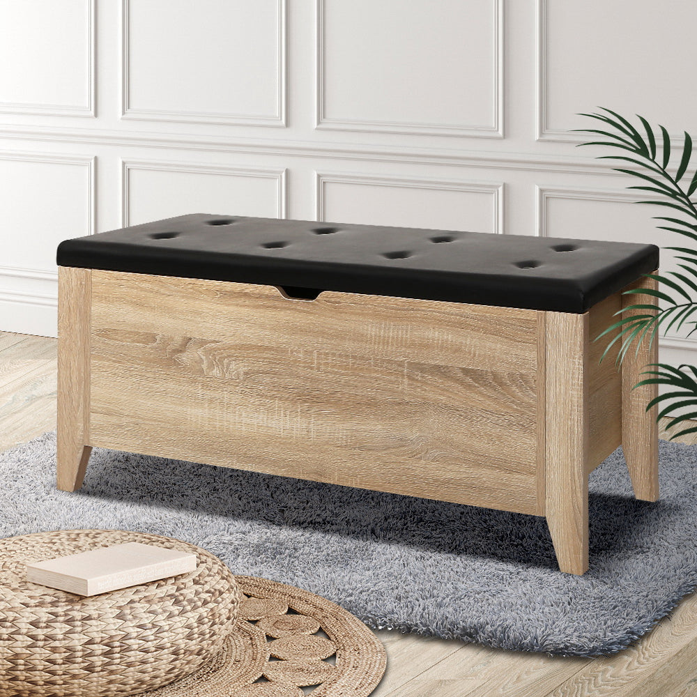 Storage Ottoman Blanket Box Leather Bench Foot Stool Chest Toy Oak Couch Fast shipping On sale